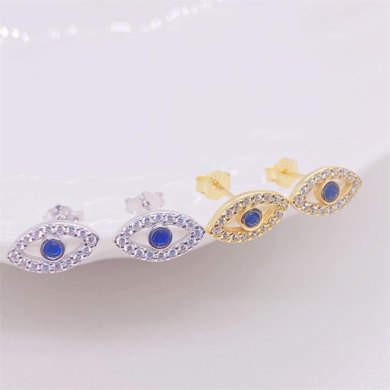 Daily, Shopping Occasion 1 Pair 925 Sterling Silver Zircon Devil'S Eye Ear Studs