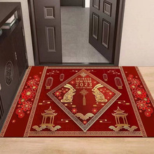 兔年新春紅色喜慶門墊新中式家用地墊加印LOGO廣告設計地毯玄關墊