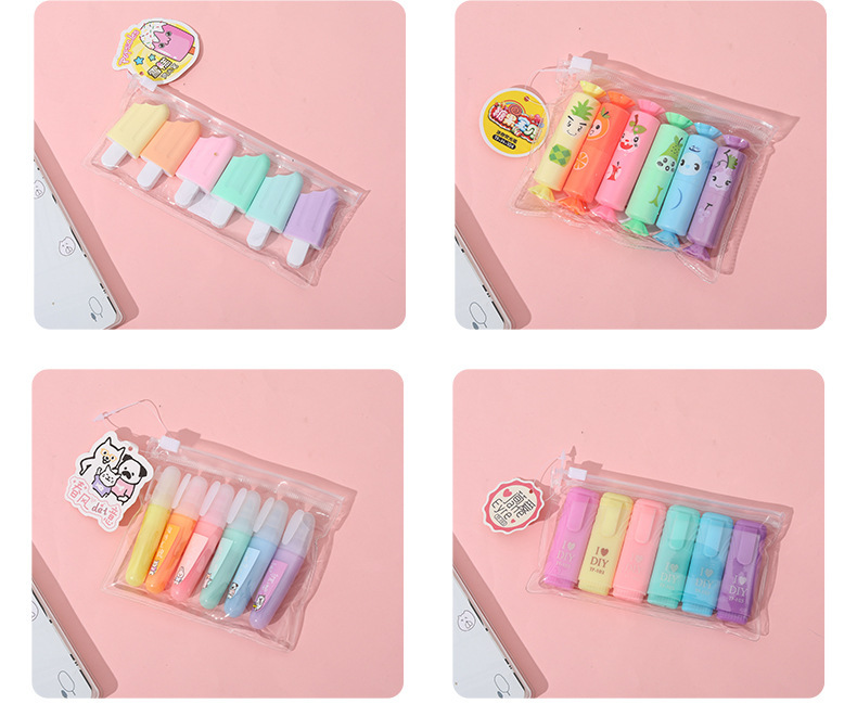 Cute Mini Painting  Marker Graffiti Crayon Fluorescent Pen 6 Color Set display picture 1