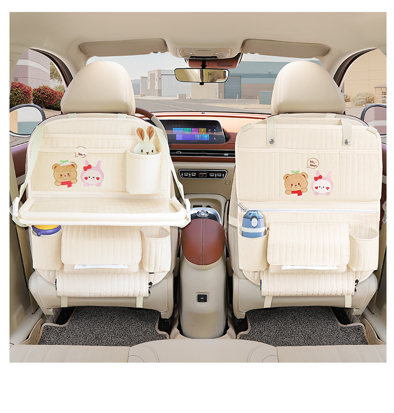 Car Seat Back Storage Bag Cartoon Multifunctional Car Foldableing Small Dining Table Car Seat Back Hanging Storage Box