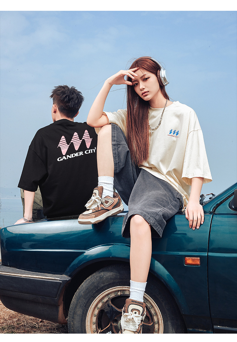 Damska odzież T-shirt z nadrukiem z krótkim rękawem Męska w tym samym stylu Letnia luźna modna marka T-shirt Q_voghion.com