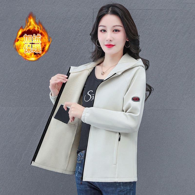 Autumn new short coat women's plus size women's hooded spring and autumn short windbreaker soft shell fleece-lined jacket a generation of hair