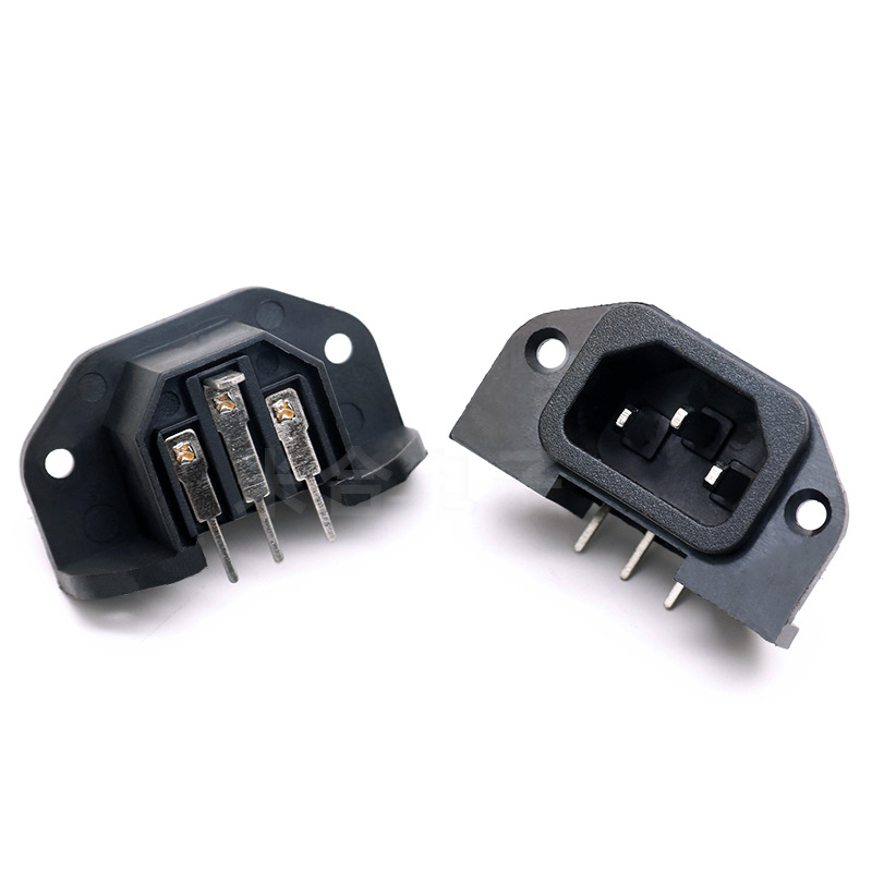 AC电源插座 弯脚机箱电脑插座 AC-14品字形带固定孔大四耳