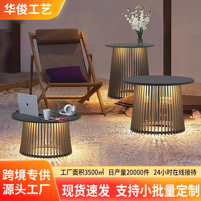 Cross-Border Iron Courtyard Lamp Solar Outdoor Coffee Table Waterproof Garden Flower Stand Lawn Lamp Atmosphere Floor-Standing Courtyard Lamp