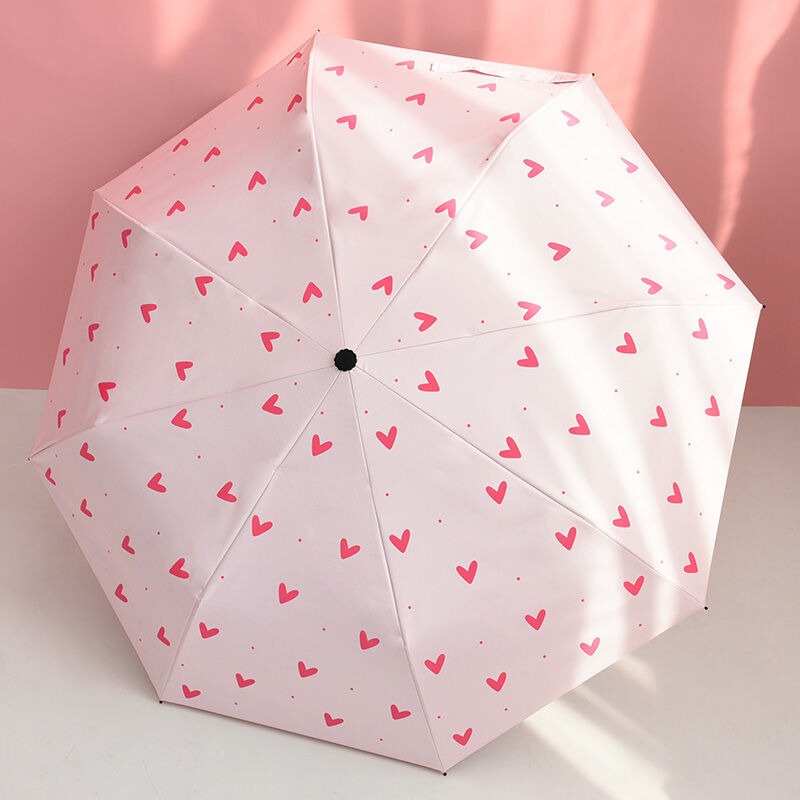 Students Korean-style Umbrella Folding Umbrella Girls' Heart Sun Umbrella UV Protection Sunscreen Sunshade Umbrella Dual-use Women