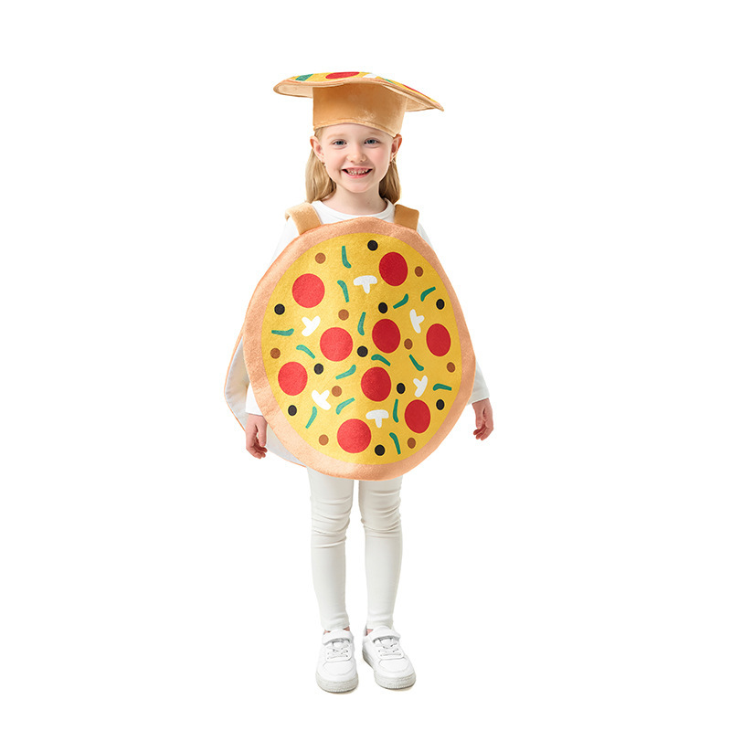 2025年アマゾン越境ハロウィン子供用グルメピザベスト帽子コスプレ舞台衣装|undefined