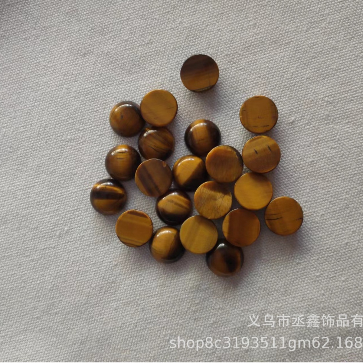 Factory Direct natural Tiger Eye Stone flat round ring surface stand diy inlaid ring stud earrings jewelry accessories wholesale