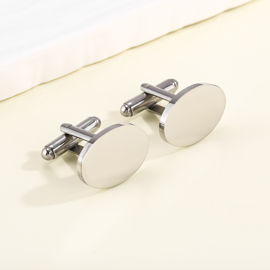Neue ovale Manschettenknöpfe aus Edelstahl, Titanstahl, Spiegellaser, französisches Businesshemd, runde Manschettenknöpfe für Herren_voghion.com
