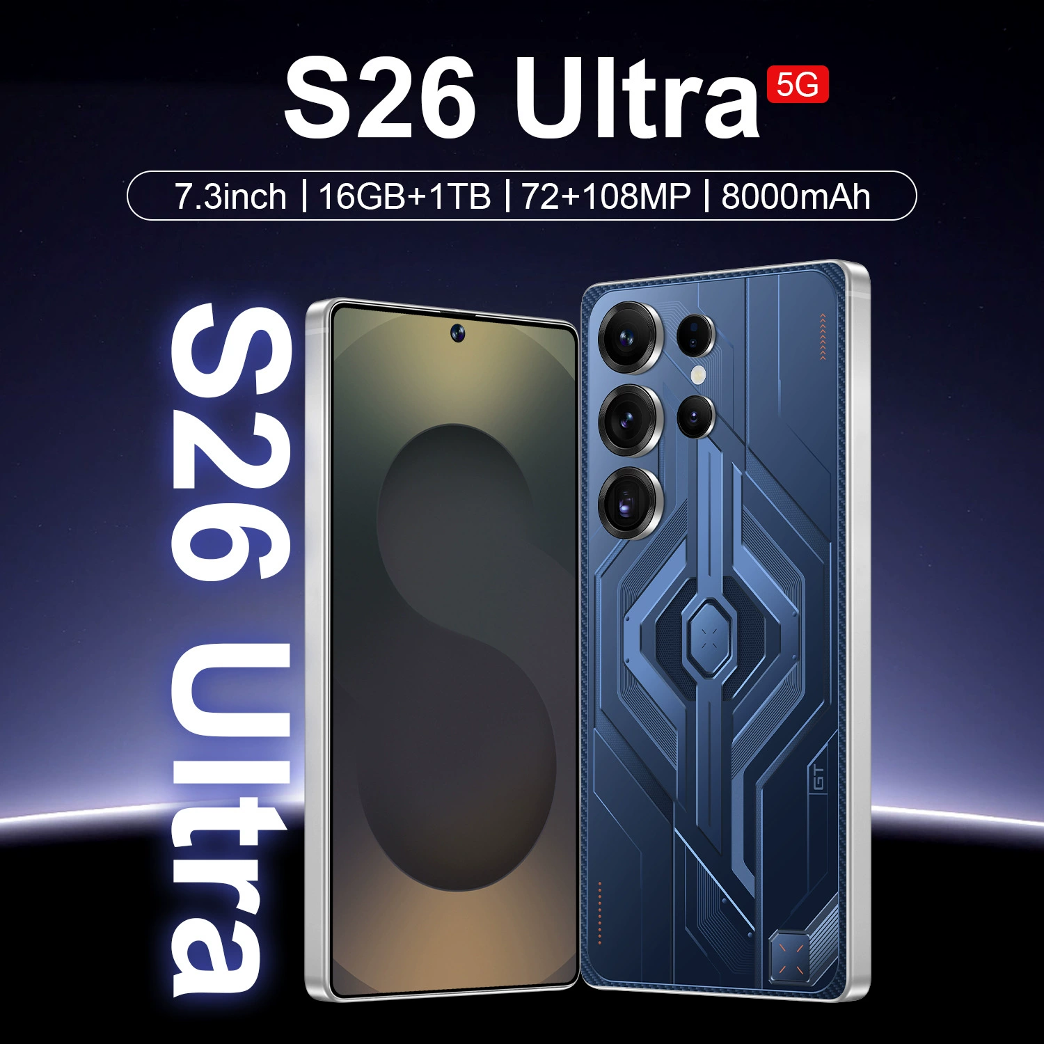 Android смартфон S26 Ultra TK 7.2" (S26 Ultra), 16+1 ТБ, 8000 мА·ч, быстрая зарядка