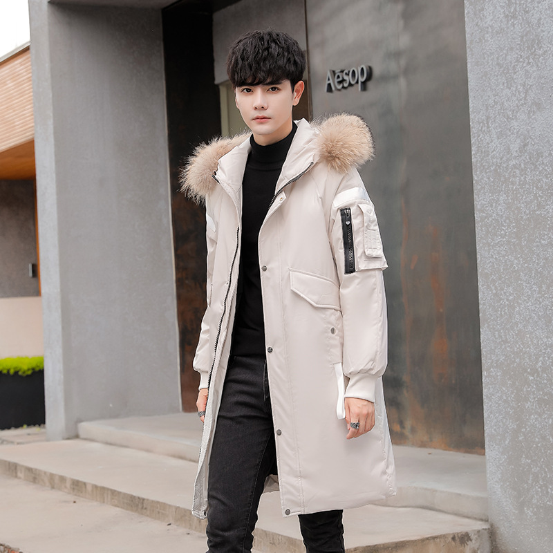 Abajo chaqueta de los hombres de mediados de-longitud de moda de terciopelo alto Abrigo con capucha pareja desgaste invierno nuevo espesado cálido de los hombres y las mujeres del mismo estilo