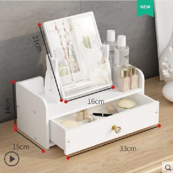 Espejo de maquillaje espejo portátil chica Internet celebridad escritorio vestidor espejo estudiante dormitorio tocador simple espejo con caja de almacenamiento