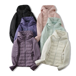 Foreign Trade Day Single Autumn and Winter Outdoor Hiking Mountain Running Sports Leisure Hooded Light Down Jacket Women's Yoga Jacket