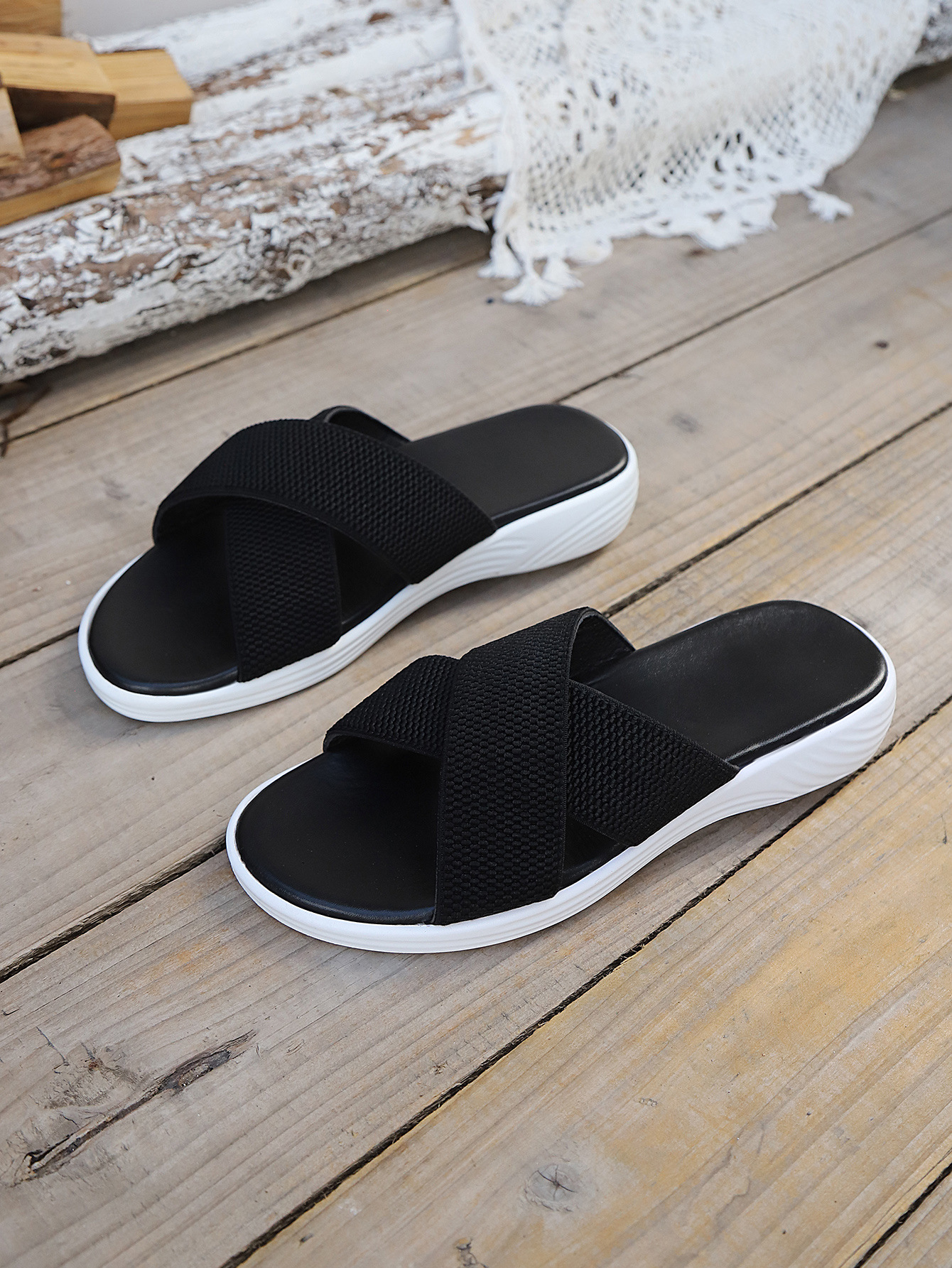 Women's Wedge Sandals Cross Strap Summer Casual Beach Slippers_voghion.com