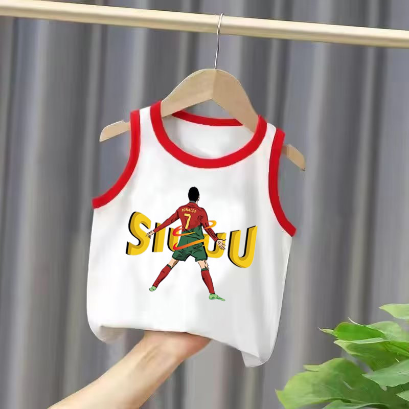 International Trade Cross-Border FoolBall Star Football Star Hot Selling Children's Clothing Medium Child Sleeveless Backless Top Summer New Arrival