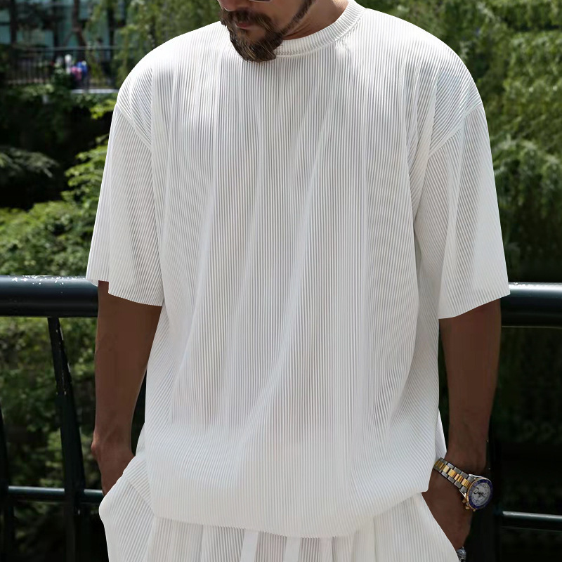 Herren Freizeit Set Aus Gerippter Eisseide Mit Shorts_voghion.com