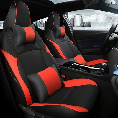 Four Seasons Pad: Cushion All-Inclusive Leather Seat Cushion Suitable - black-and-red-full-leather-luxury-version-chr-special-five-seats