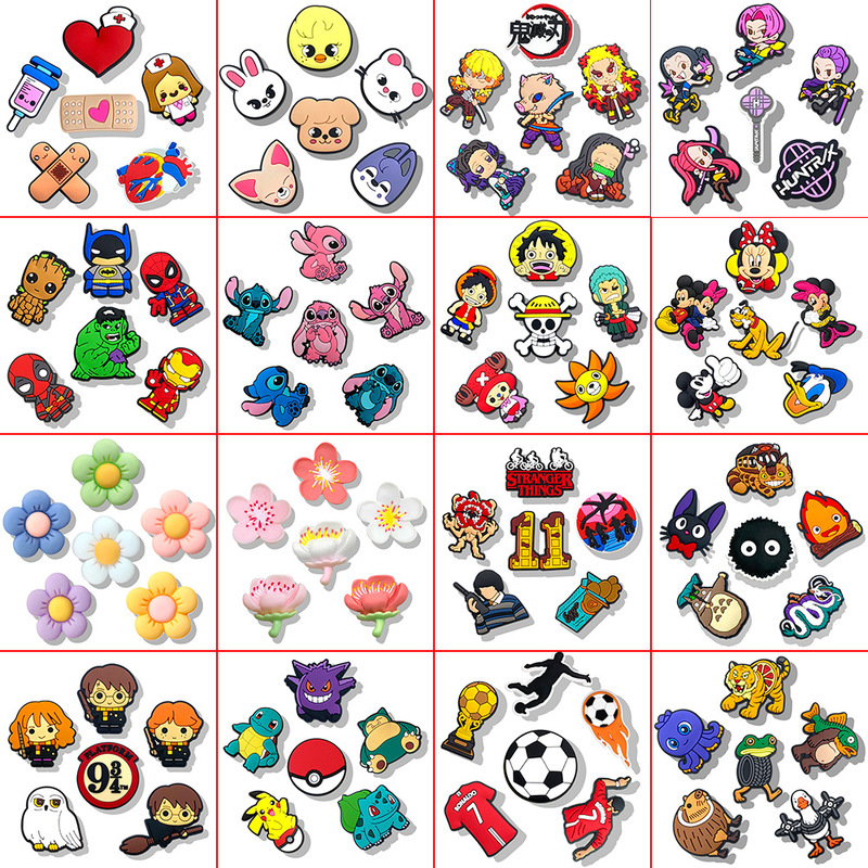 February 2026 New Shoe Charm Set for Clogs, Cartoon Shanghainese Style Stitch and Spider-Man Shoe Accessories