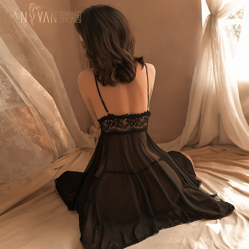 Manyan sexy lingerie sexy fashion see-through soft gauze adjustable shoulder straps suspender nightgown suit one piece dropshipping 9696