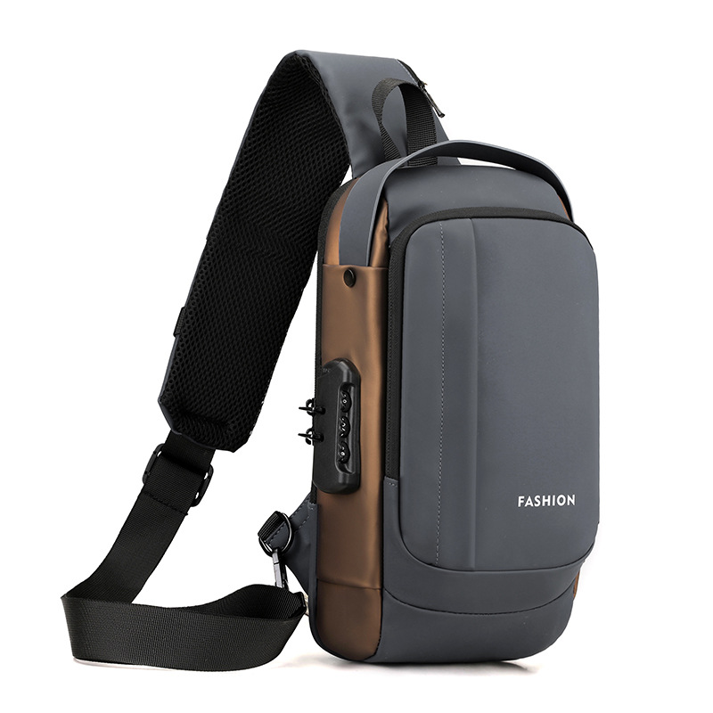 Bolso de pecho para hombre, bolso cruzado, mochila de gran capacidad, multifuncional, con bloqueo de contraseña, antirrobo, bolso para hombre con carga USB