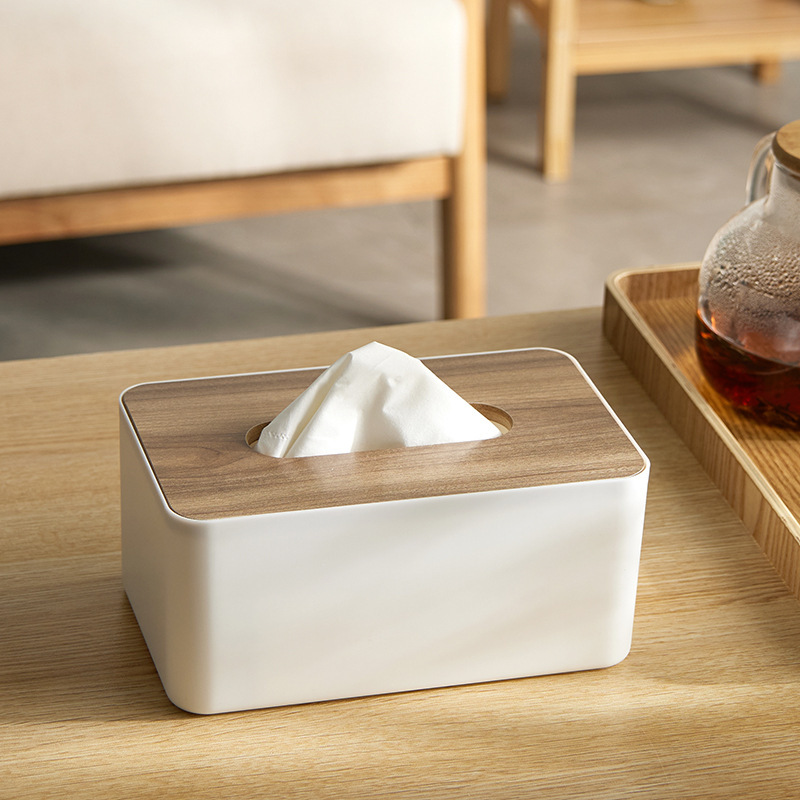 リビングルームデスクトップ和風竹と紙のティッシュボックスプラスチックシンプルなティッシュボックスクリエイティブ家庭用多機能収納紙箱|undefined