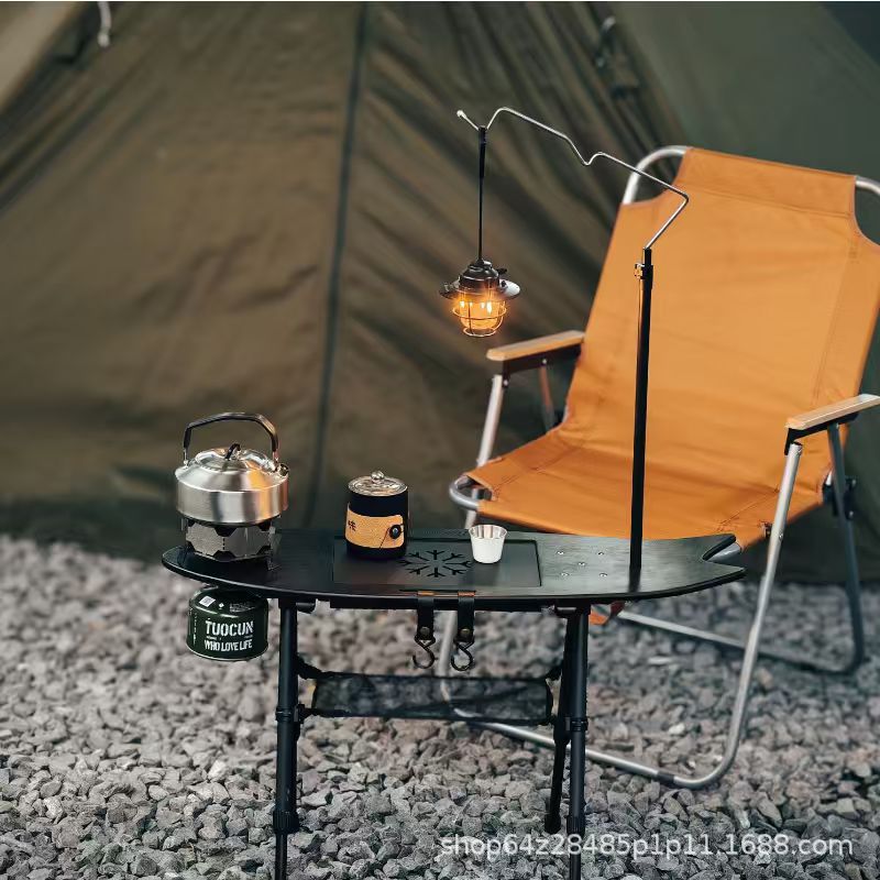 屋外飛魚テーブルキャンプ携帯多機能一体化茶台キャンプ炉付昇降折り畳みテーブル収納