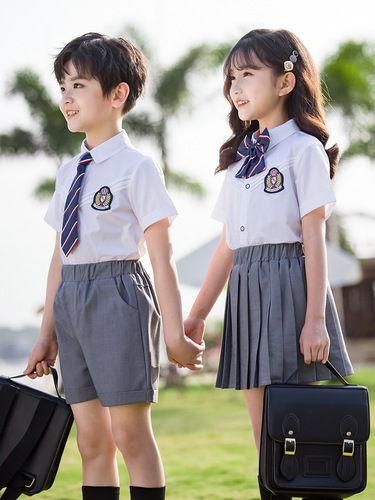 Preschool summer uniform in British style, primary school class uniform, college-style summer graduation performance costumes for children, children's performance costumes