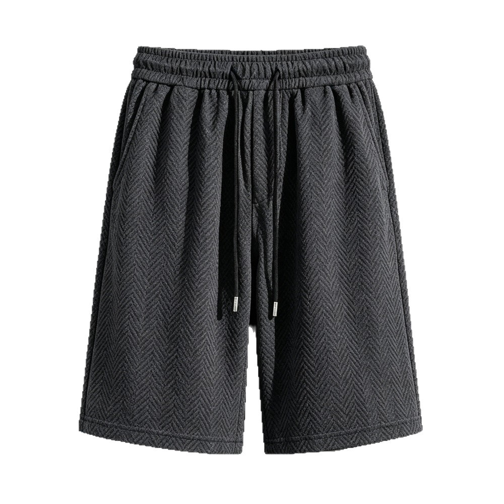 Herren-Shorts aus Eisseide mit Jacquard-Weizenährenmuster, atmungsaktiv, locker, Übergröße, lässige Sommerhose mit geradem Bein und Fünf-Punkt-Spitze_voghion.com