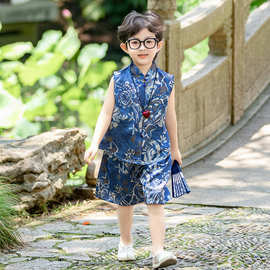 宝宝周岁礼服中国风夏季唐装两件套2025新款汉服小童短款表演服装