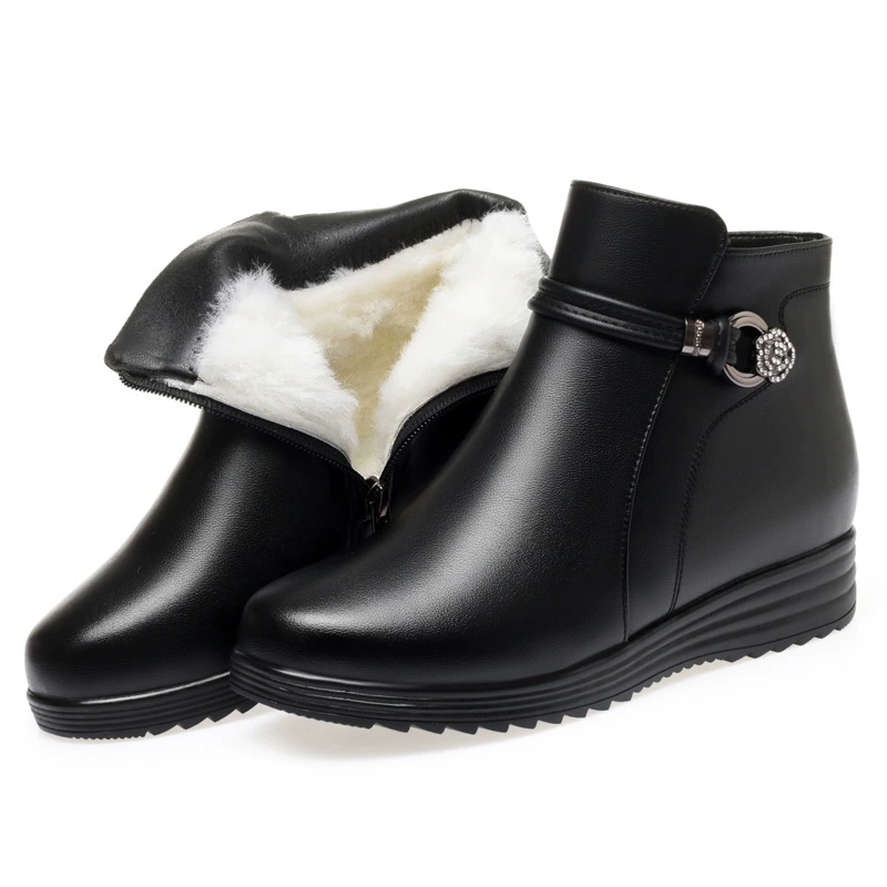 Winter fleece shoes for mother, non-slip low boots, footwear, for middle age, plus size
