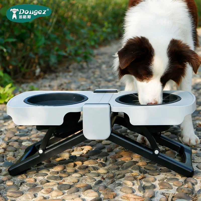 Amazon большие собаки силиконовые складные обеденные столы миски для собак Золотистые волосы двойные миски