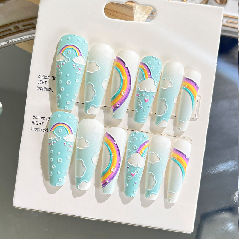 Nuevas uñas portátiles para adultos, uñas en relieve estéreo, parches de manicura, uñas postizas, uñas terminadas, uñas largas de ballet