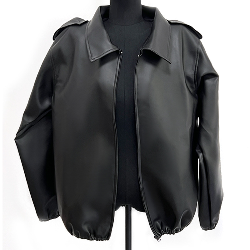 Cross-border foreign trade PU leather men's black jacket leather adult stage performance cos clothing holiday carnival party