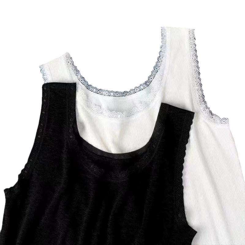 Модальная Летняя вязаная майка с резьбой, Женская облегающая верхняя одежда больших размеров с кружевной кромкой, внутренняя Базовая рубашка, жилет