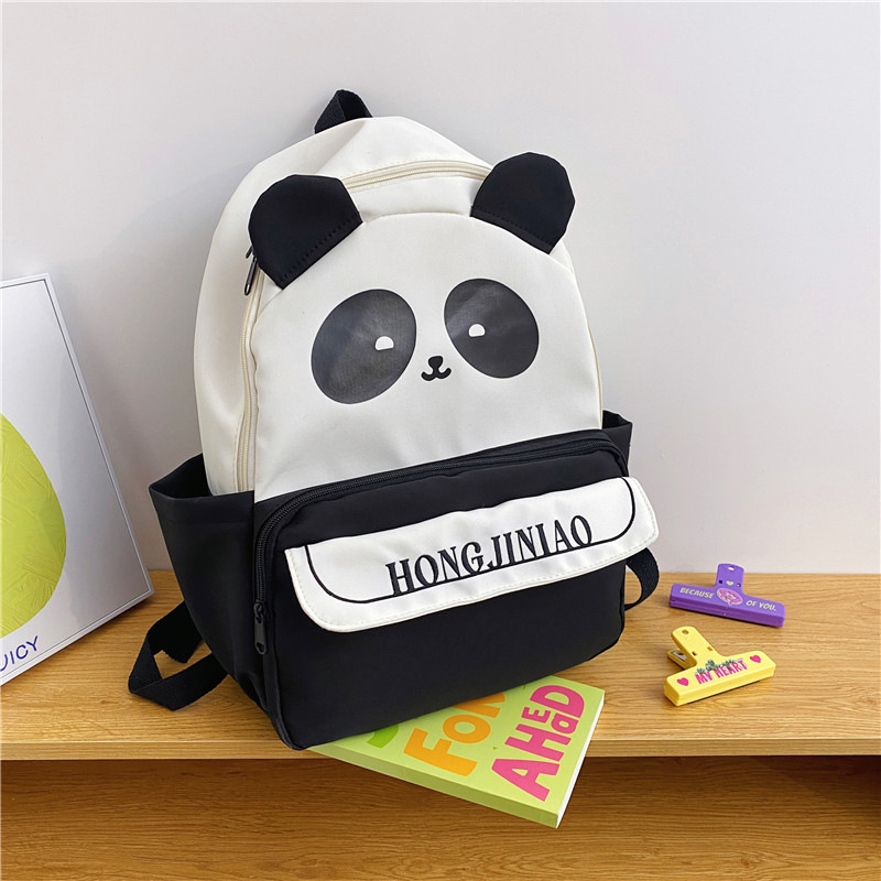 Nuevo cuadrícula universal mochila de chicas ociosas lindas caricaturas pandas mochila de escolares para estudiantes de secundaria primaria y secundaria
