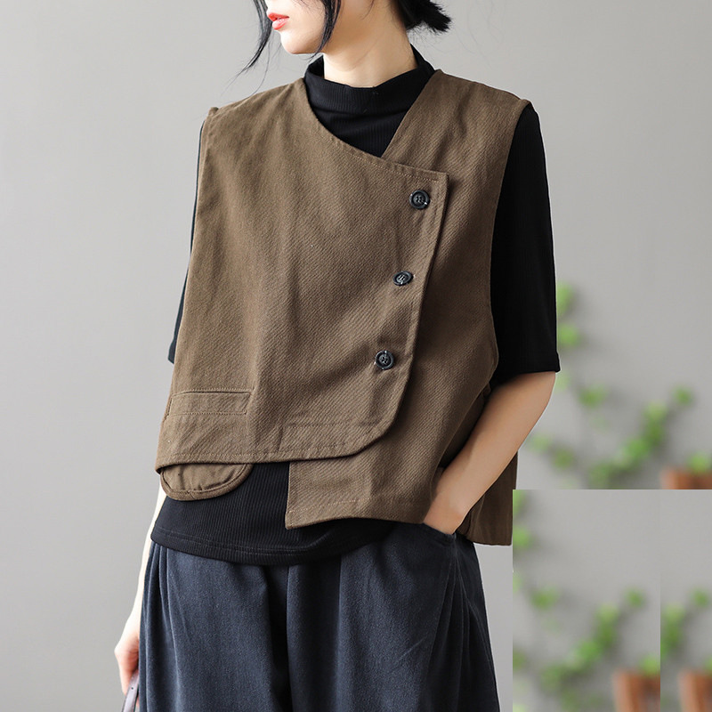 复古女士马甲休闲外套短款坎肩2025春秋季宽松百搭上衣新款小马夹