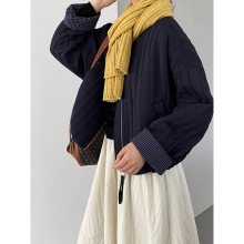 江左 韩系轻薄款棉服外套女撞色百搭短款休闲夹克棉衣25秋冬 1706