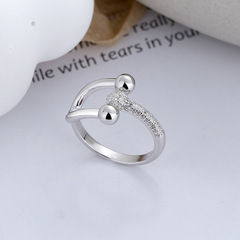 Yunchaoxuan S925 Sterling Silver Korean-Style Fresh & Creative Horseshoe-Shaped Diamond-Inlaid Spliced Ring | Trendy, Personalized Open-Design Finger Ring