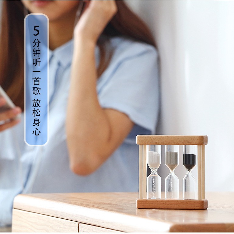 Reloj de arena temporizador decoración traje de madera/3/5 minutos reloj de arena creativo