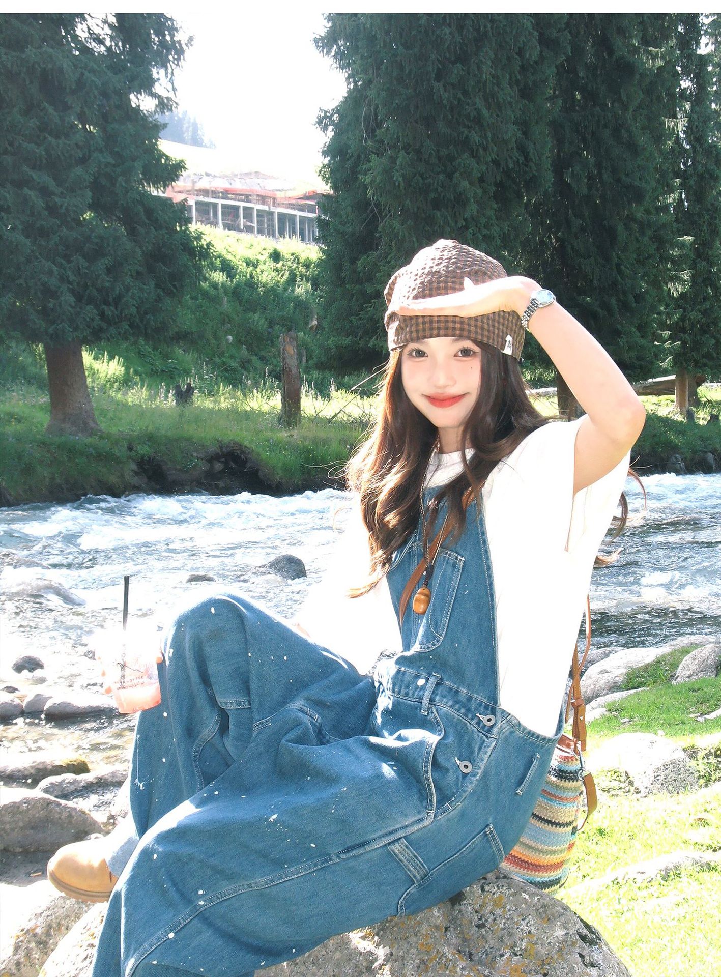 Vintage-Karomütze für Damen, dünn, für den Sommer, für großen Kopfumfang, elegant, vielseitig und lässig._voghion.com