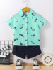 Summer cartoon shirt for boys, thin shorts, set, cardigan, pijama