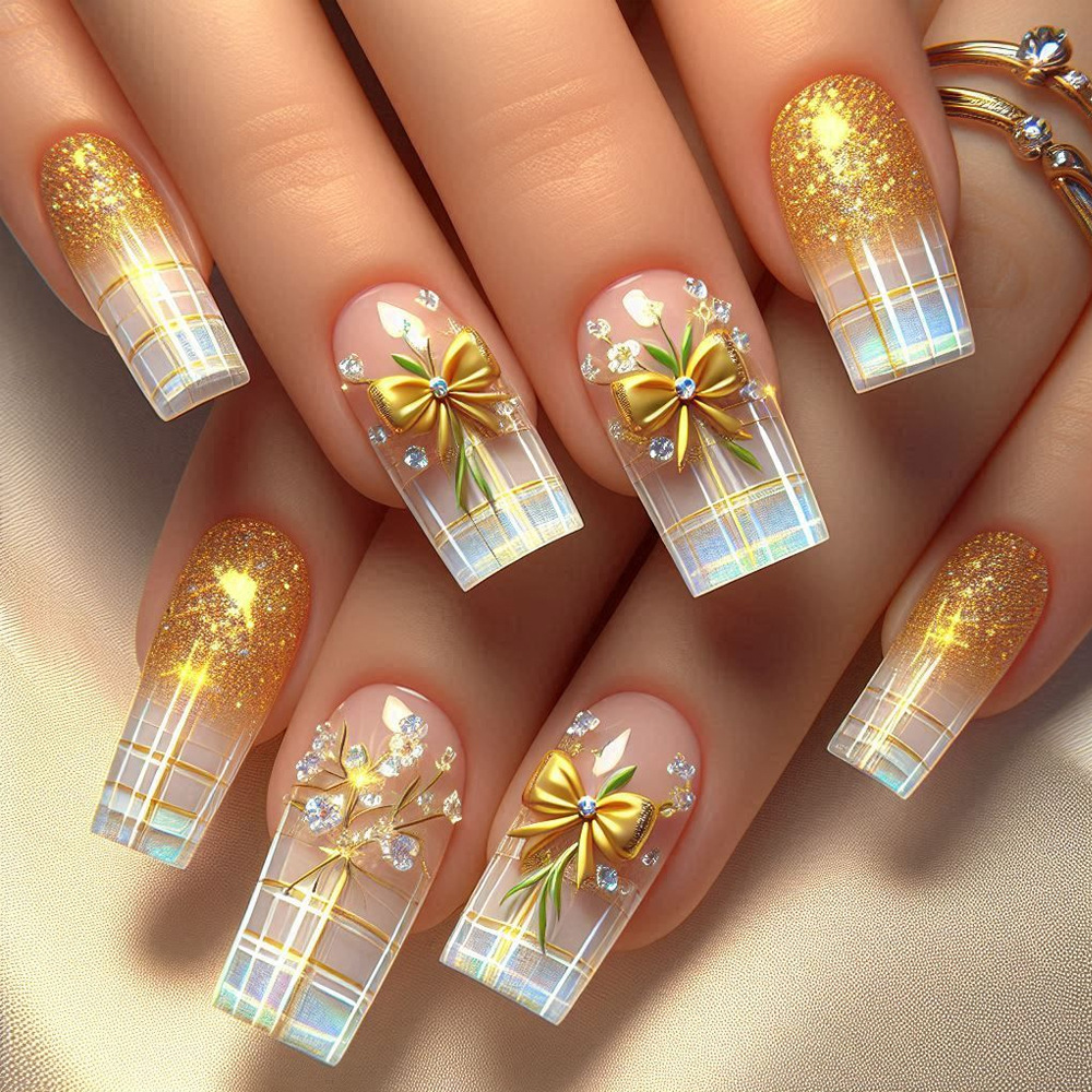 Cross-border uñas falsas uñas desgaste largo T-punto de la jalea del diamante del clavo del gel de uñas pieza de prensa al por mayor en las uñas