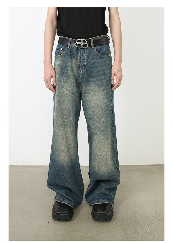 Quần jean nam ống rộng dáng suông màu bò nguyên bản phong cách Mỹ — Denim đen, Ngụy trang màu mơ, màu xanh cổ điển, màu xanh denim chi tiết 24