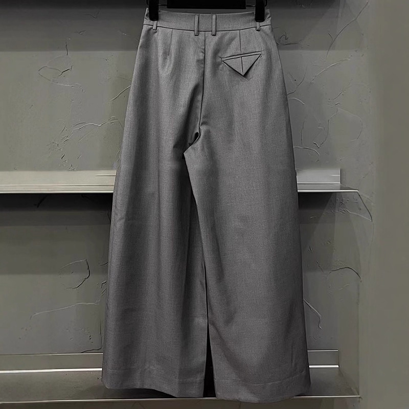 High-End European Goods 2026 New Style Slimming Versatile High-Waisted Casual Loose Wide-Leg Straight Gray Suit Pants for Women 6751