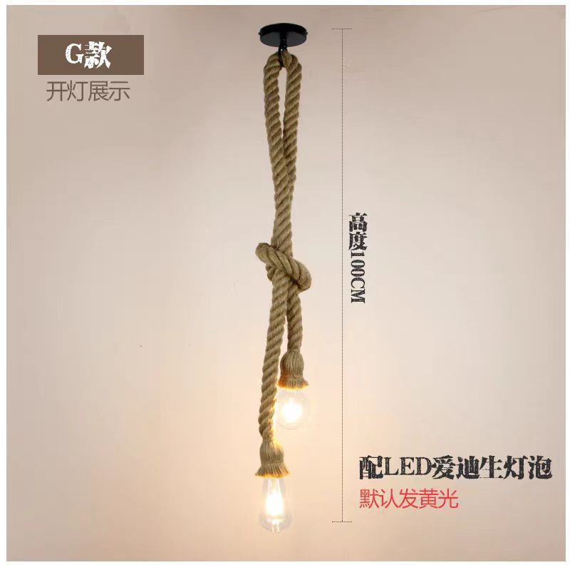 Lámpara de cuerda de cáñamo bar de cabeza única tienda de ropa de té de leche cafetería restaurante estilo industrial retro lámparas creativas