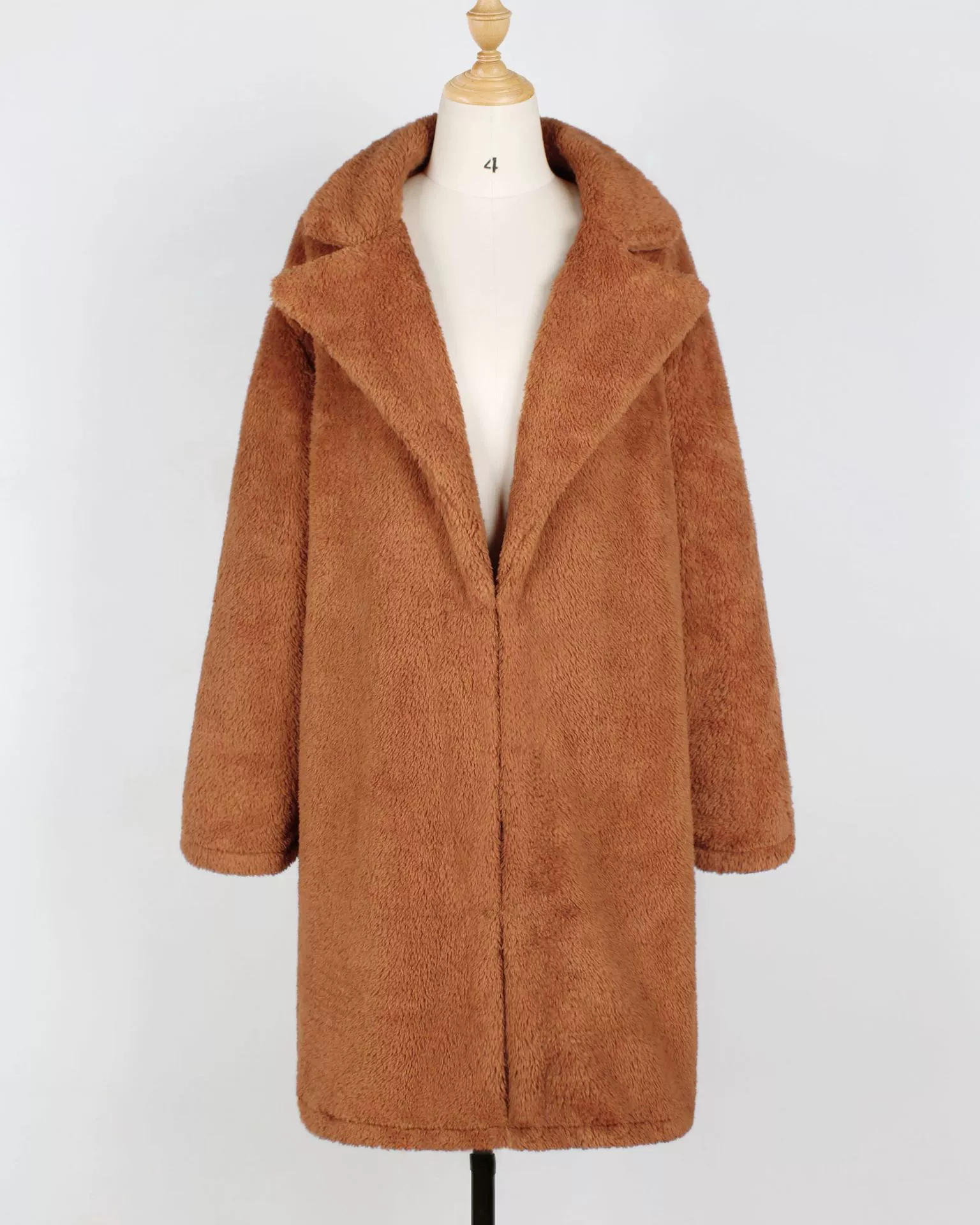 Demi‑season long‑sleeve coat, oversized teddy faux‑shearling, 2018 style, S–XXXL