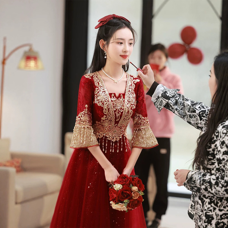 New Chinese-Style Wedding Dress for the Bride 2026 New Model Red High-End Wedding Gown for Women Xiuhe Dress Summer New Chinese-Style Wedding Dress for the Bride 2026 New Model Red High-End Wedding Gown for Women Xiuhe Dress Summer