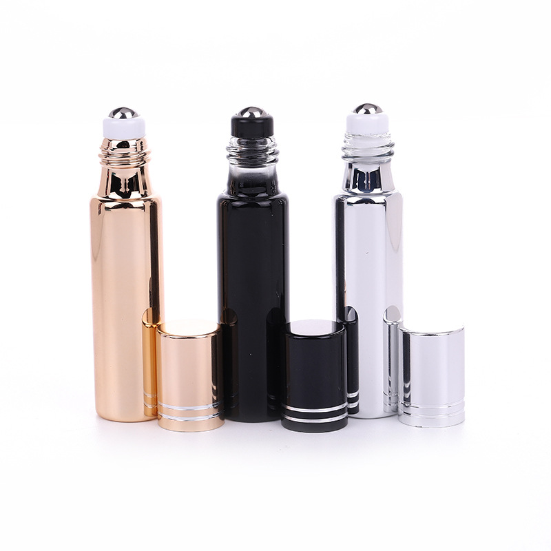 10ml电镀uv玻璃按摩走珠瓶避光涂抹式眼霜乳液精油分装瓶滚珠瓶