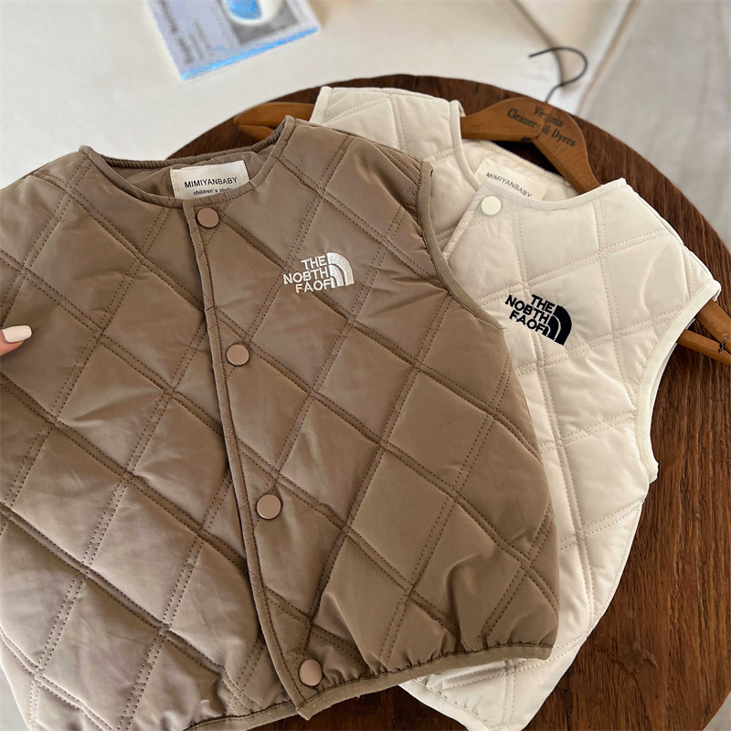 Limón salado siete niños otoño e invierno nuevos productos chaleco rombo japonés chaleco cálido chaqueta de chaleco acolchada para bebé estilo occidental