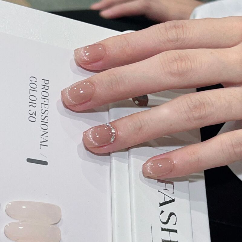high quality Nude Cat's Eye Super Flash Zircon Diamond Pure Hand-worn Armor Finished Hand-made Nail Patch Fake Nail