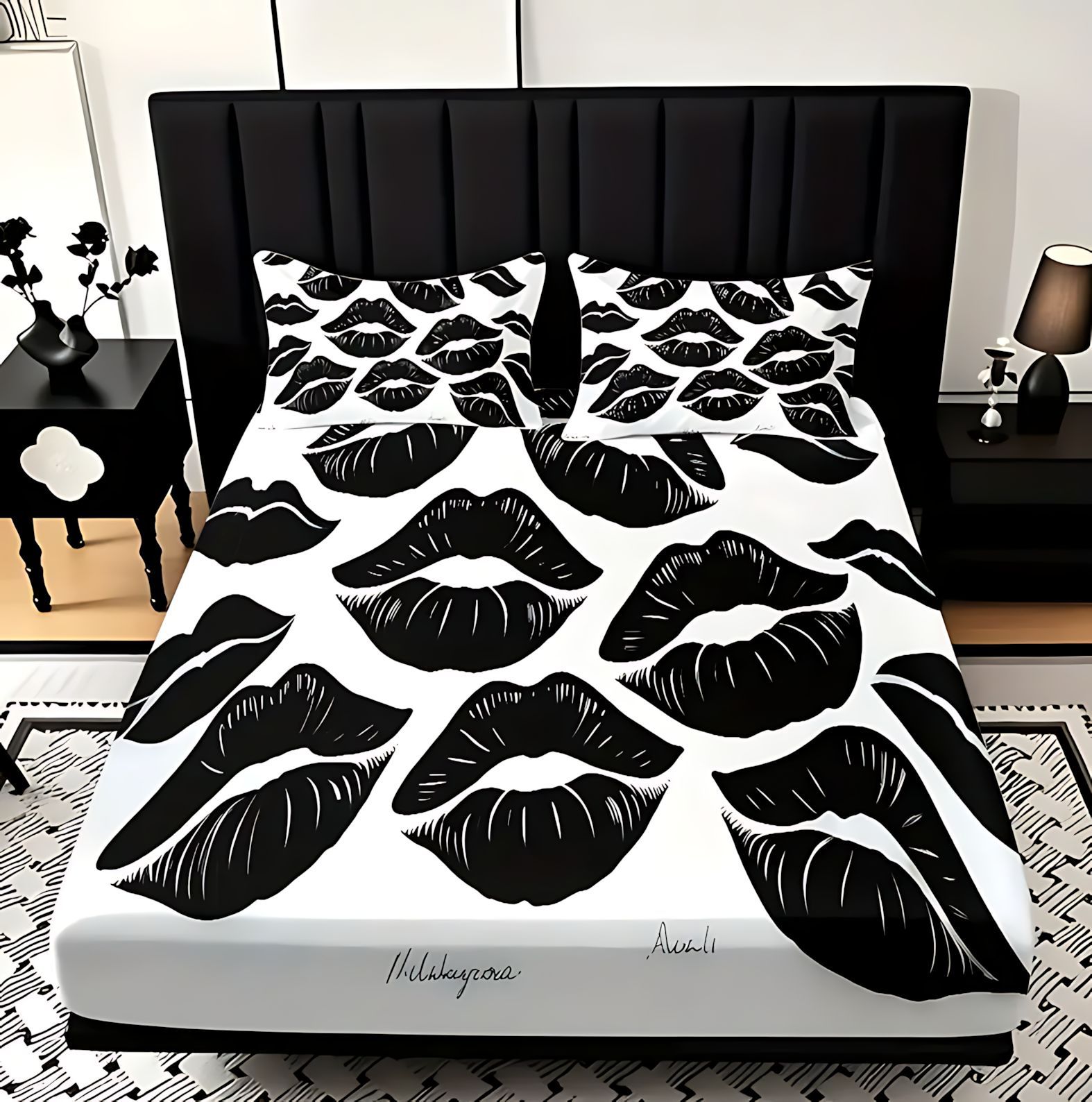 TEMU / JIT transfronterizo sexy labios impresión digital 3D cama de polirido kazu funda de almohada fuente de patrón fabricante